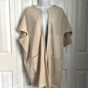 Melanie Lyne Cream Sleeveless‎ Open Face Knit Cardigan Size M